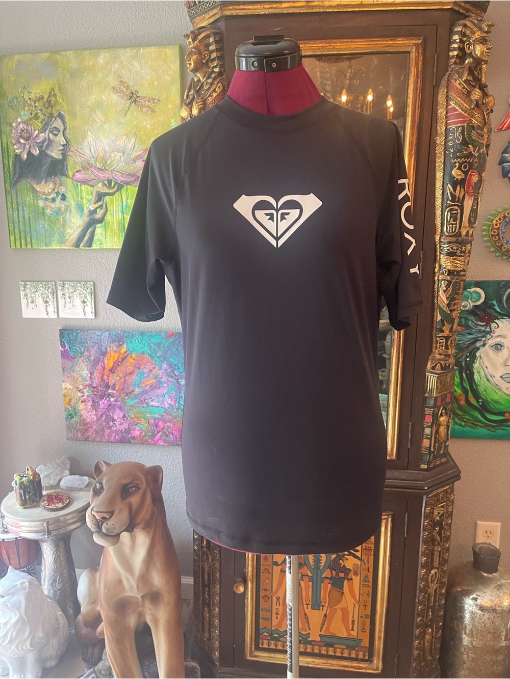 Roxy Black Short-Sleeve Logo Rash Guard